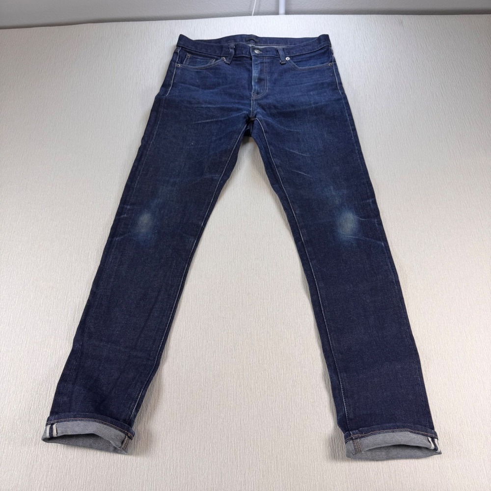Uniqlo Mens Slim Straight Kaihara Selvedge Denim Jeans Dark Indigo 32x32 463908